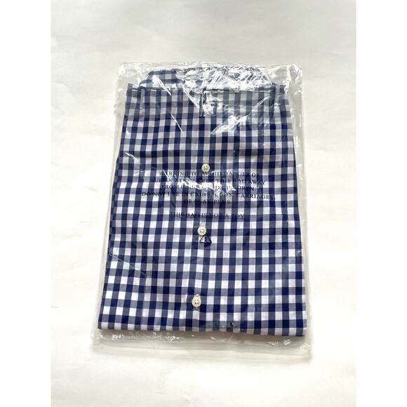 UNTUCKit Gingham Plaid Long Sleeve Button Down Shirt Navy Blue White Size 2 - Picture 8 of 11